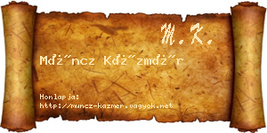Müncz Kázmér névjegykártya